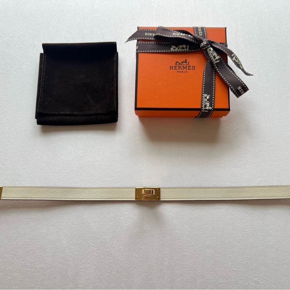 Hermes Kelly Double Tour Bracelet Craie Rose Gold Hardware T1 - Picture 3 of 8